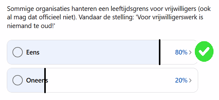 'Voor vrijwilligerswerk is niemand te oud'.  Uitslag van de poll!